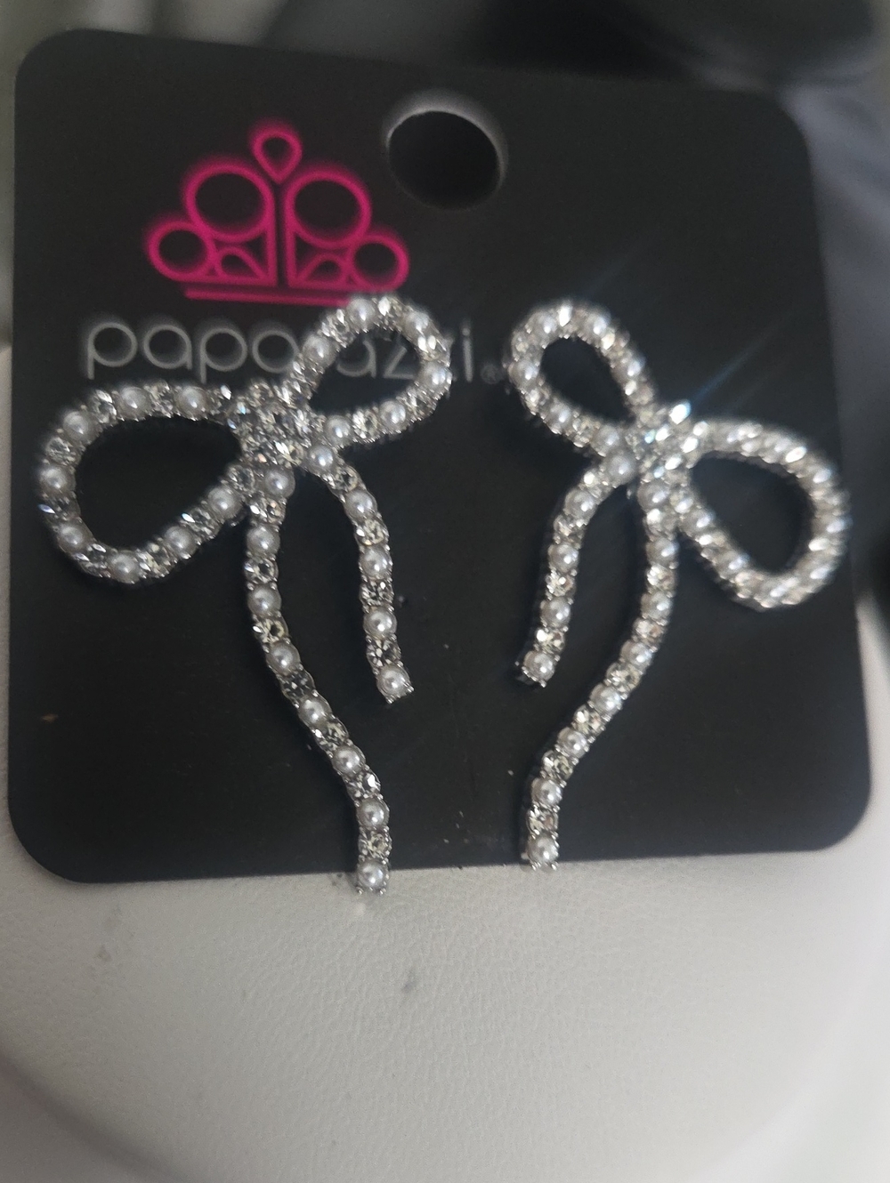 Paparazzi Deluxe Duet White Earrings NWT
